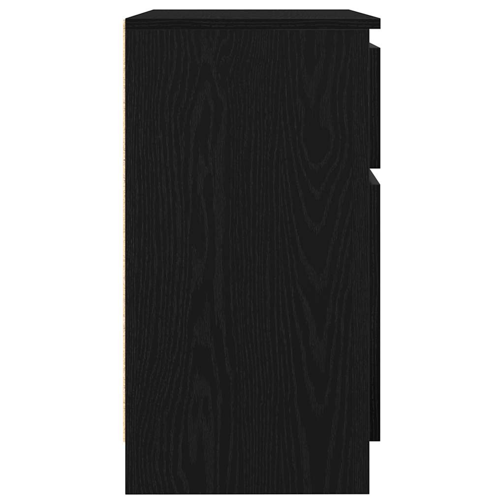 Sideboard with Drawer Black Oak 71x35x65 cm Engineered Wood